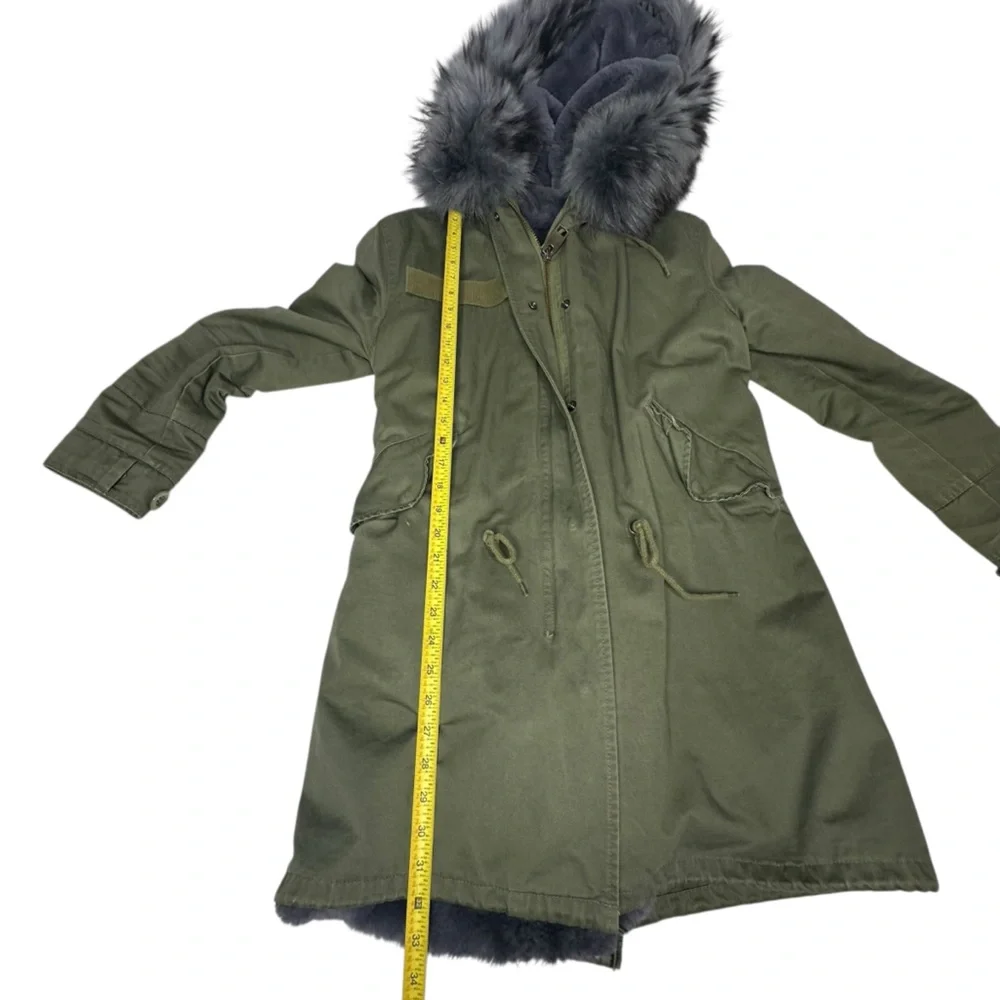 STUNNING MaoMaoKong Military Fur Parka green/purple S